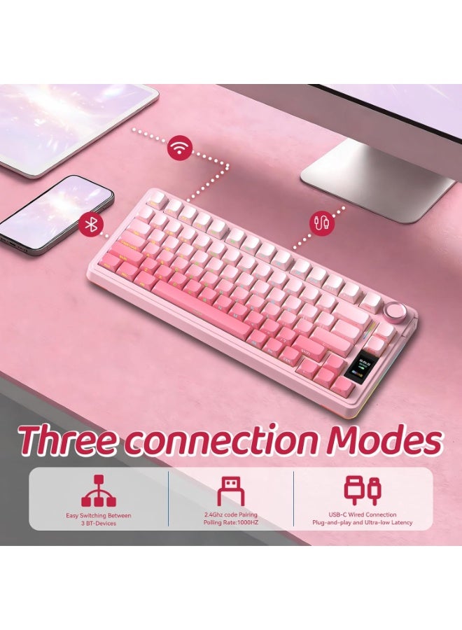 AULA S75 PRO Wireless Gaming Keyboard with Screen&Knob, Tri-Mode Hot Swappable Gaming Keyboard 75%, Astral Switches, RGB Backlit, Side Printed PBT Keycaps, Creamy Sounding Computer Keyboards - Image 3